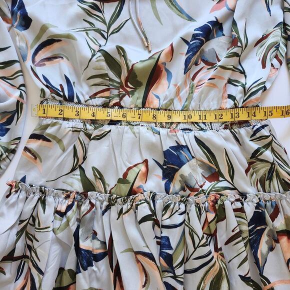 Skies Are Blue Floral Print Ruffled Tiered Long Sleeve Mini Dress Size Medium - Picture 10 of 11